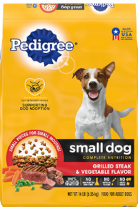 Pedigree Small Breed Adult Dry Dog Food, Chicken & Steak, 14 lb